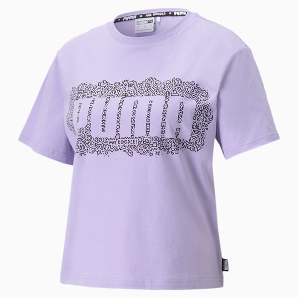 PUMA x MR DOODLE Women's Cropped T-Shirt, Purple Rose, extralarge-IND