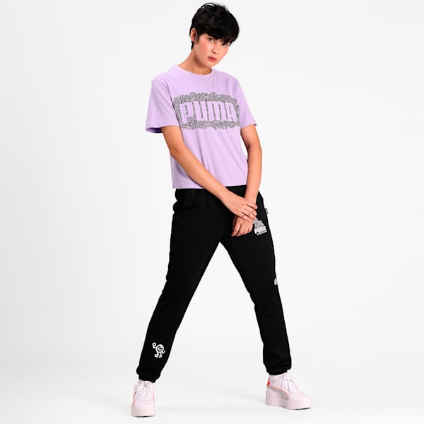 PUMA x MR DOODLE Women's Cropped T-Shirt, Purple Rose, extralarge-IND