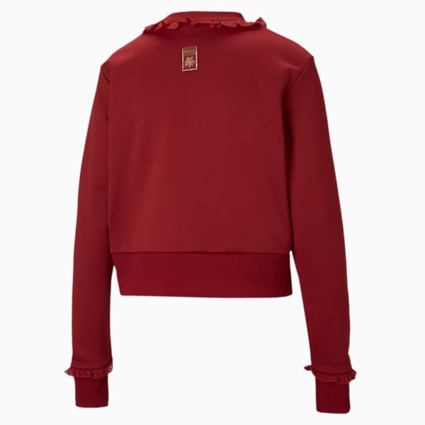 PUMA x CHARLOTTE OLYMPIA Women's Cropped Crewneck Sweatshirt, Red Dahlia, extralarge