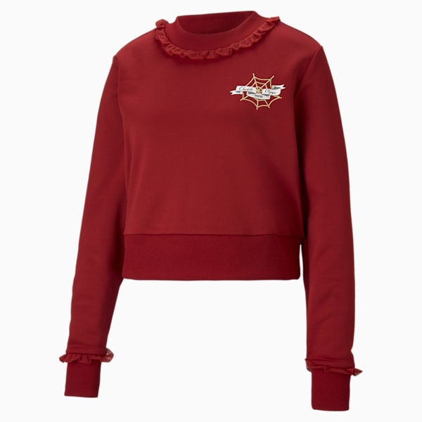 PUMA x CHARLOTTE OLYMPIA Women's Cropped Crewneck Sweatshirt, Red Dahlia, extralarge