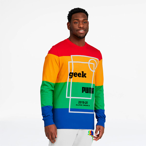 PUMA x FASHION GEEK All Star Game Men's Long Sleeve Tee, High Risk Red-multicolor, extralarge