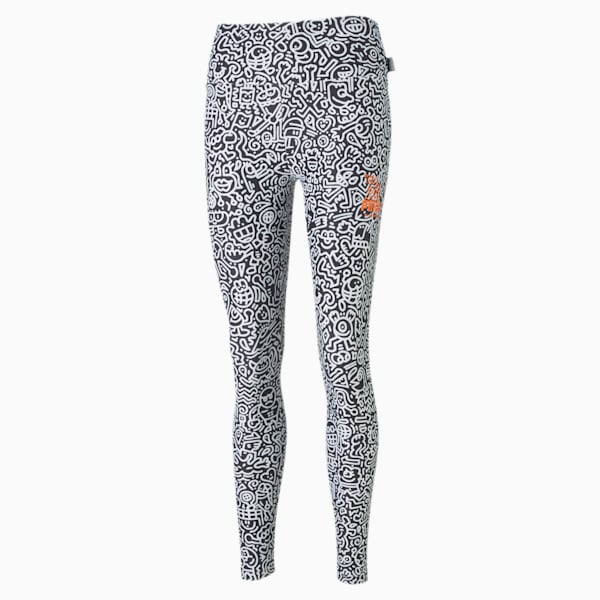 PUMA x MR DOODLE Women's Leggings, Puma Black-AOP, extralarge