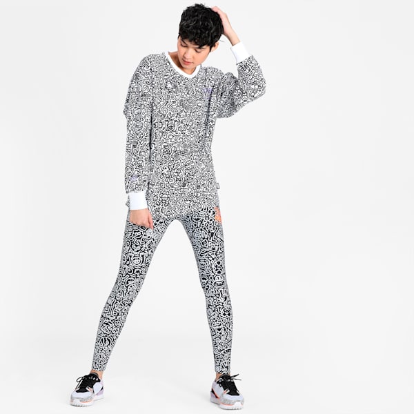 PUMA x MR DOODLE Women's Leggings, Puma Black-AOP, extralarge