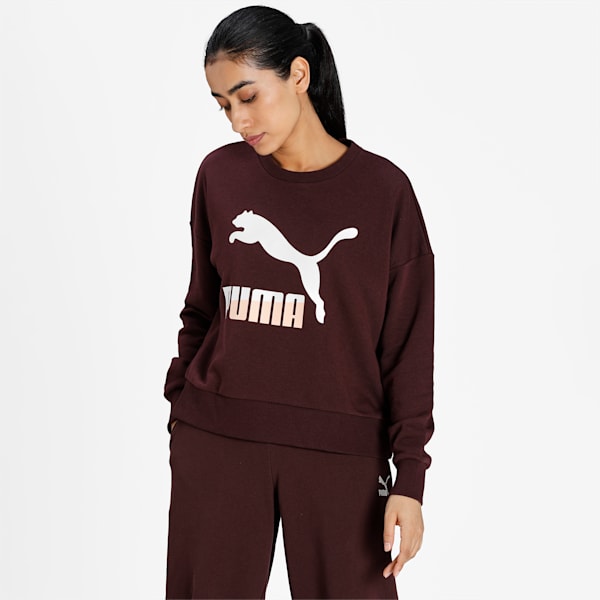 Classics Logo Relaxed Fit Women's Sweatshirt, Fudge-Pearl, extralarge-IND