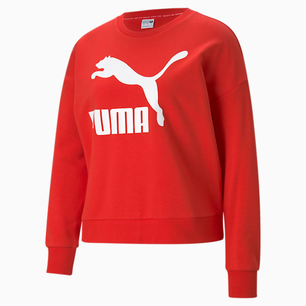 Classic Logo Women's Crewneck Sweatshirt, Poppy Red, extralarge