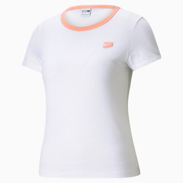 Downtown Women's Small Logo Tee, Puma White, extralarge