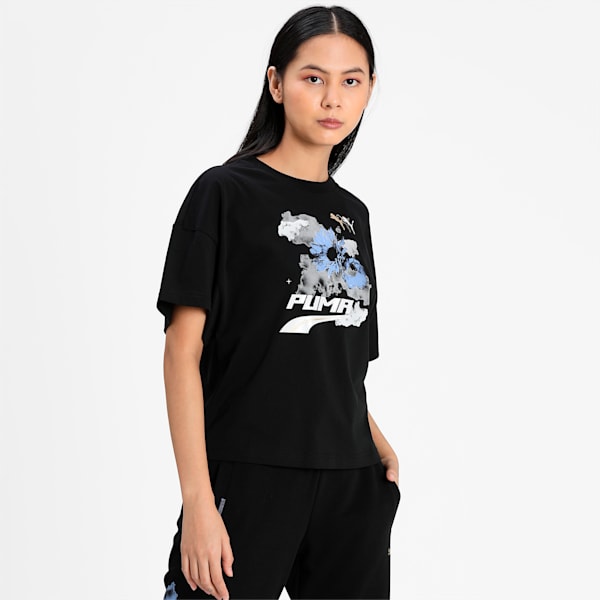 Evide Graphic Women's Regular Fit T-shirt, Puma Black, extralarge-IND