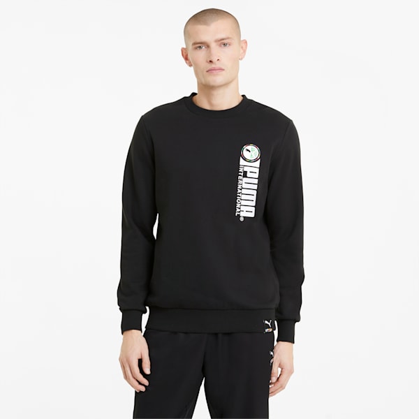 INTL Game Men's Graphic Crewneck Sweatshirt, Puma Black, extralarge