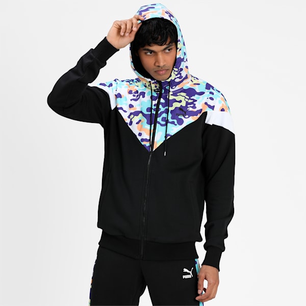 Classics Graphics MCS Hooded Men's Jacket, Puma Black-AOP, extralarge-IND