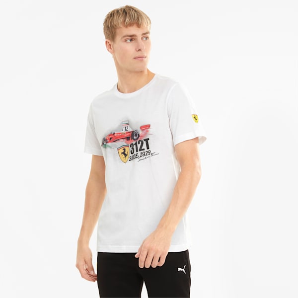 Scuderia Ferrari Race Men's Vintage Tee, Puma White, extralarge