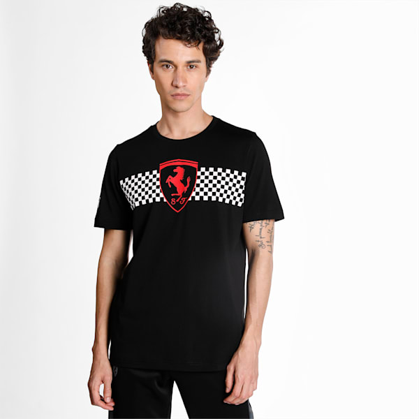 Scuderia Ferrari Chequered Flag Men's  T-shirt, Puma Black, extralarge-IND