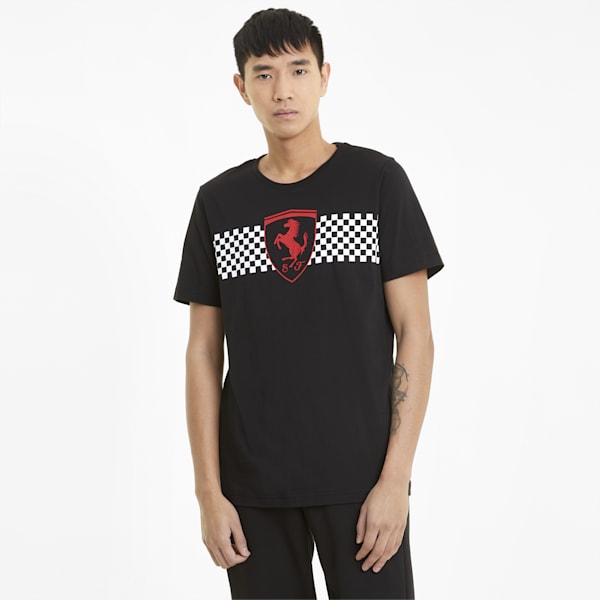 Scuderia Ferrari Chequered Flag Men's  T-shirt, Puma Black, extralarge