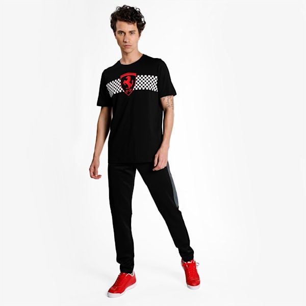 Scuderia Ferrari Chequered Flag Men's  T-shirt, Puma Black, extralarge-IND