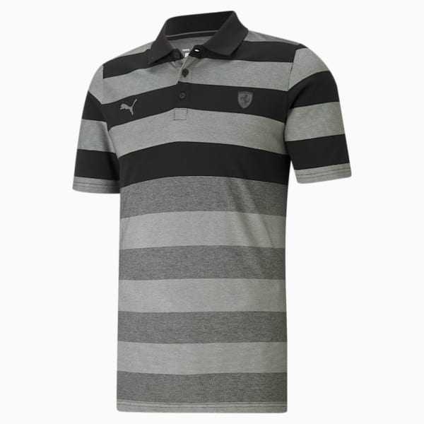 Scuderia Ferrari Style Men's Striped Polo, Puma Black, extralarge