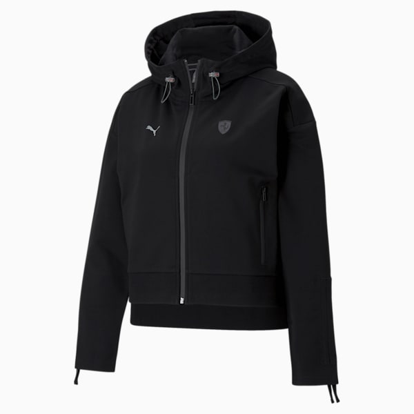 Scuderia Ferrari Style Hooded Women's Relaxed Sweat Jacket, Puma Black, extralarge-IND