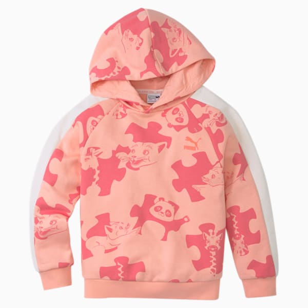 Paw T7 Printed Kids' Hoodie, Apricot Blush, extralarge-IND