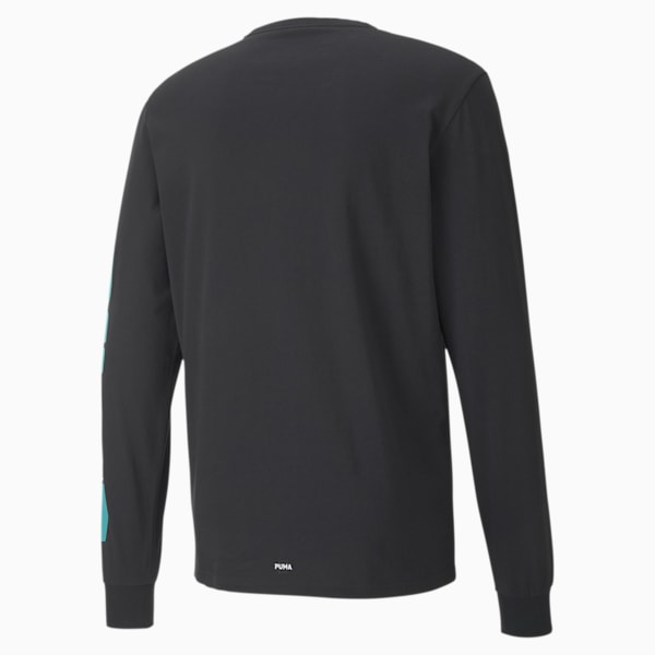Parquet Graphic Long Sleeve Men's Basketball T-Shirt, Puma Black, extralarge-AUS