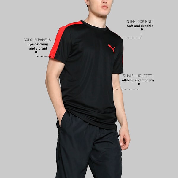 Teams Cr Men's Cricket Slim Fit T-Shirt, Puma Black-High Risk Red, extralarge-IND