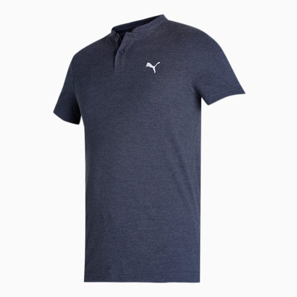 CR Band collar Slim Fit Polo, Peacoat-Heather, extralarge-IND