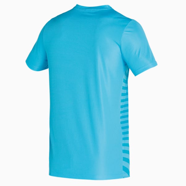 PUMA Cricket Men's Slim Fit T-Shirt, Ethereal Blue-Orange Popsicle, extralarge-IND