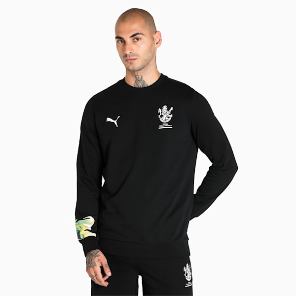 PUMA x Royal Challengers Bangalore Graphic Men's Regular Fit Sweatshirt, PUMA Black, extralarge-IND