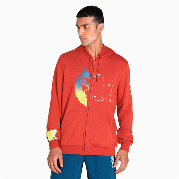 PUMA x Royal Challengers Bangalore Graphic Men's Regular Fit Hoody, Chili Oil, extralarge-IND