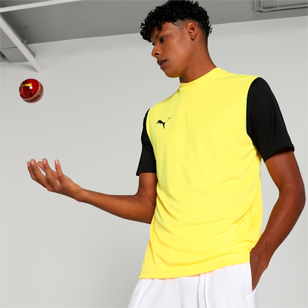 CR Team Men's Cricket T-shirt, Yellow Blaze-PUMA Black, extralarge-IND
