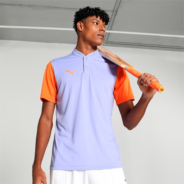 Cricket Team Polo T-shirt, Elektro Purple-Rickie Orange, extralarge-IND