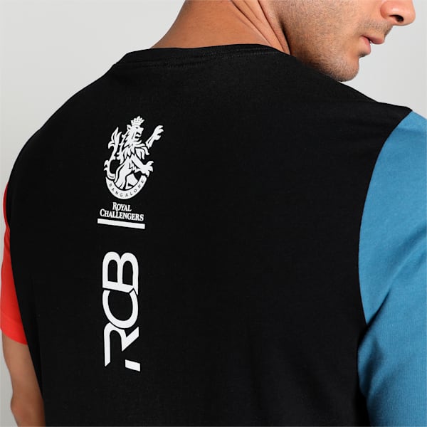 PUMA x Royal Challengers Bangalore Arcade Men's Regular Fit T-Shirt, PUMA Black-Deep Dive-Warm Earth, extralarge-IND