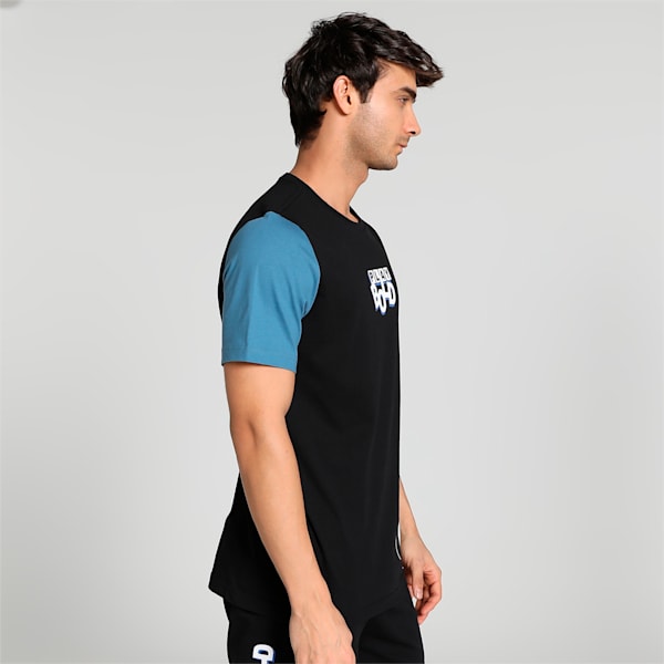 PUMA x Royal Challengers Bangalore Arcade Men's Regular Fit T-Shirt, PUMA Black-Deep Dive-Warm Earth, extralarge-IND