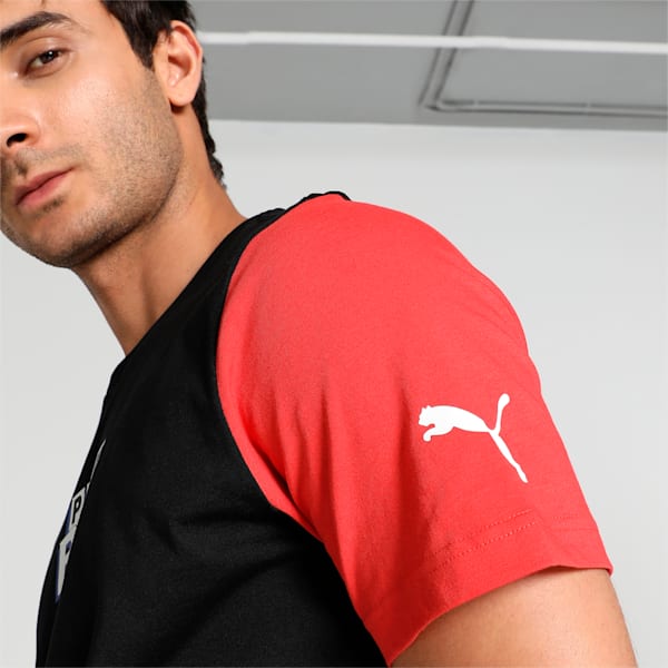 PUMA x Royal Challengers Bangalore Arcade Men's Regular Fit T-Shirt, PUMA Black-Deep Dive-Warm Earth, extralarge-IND