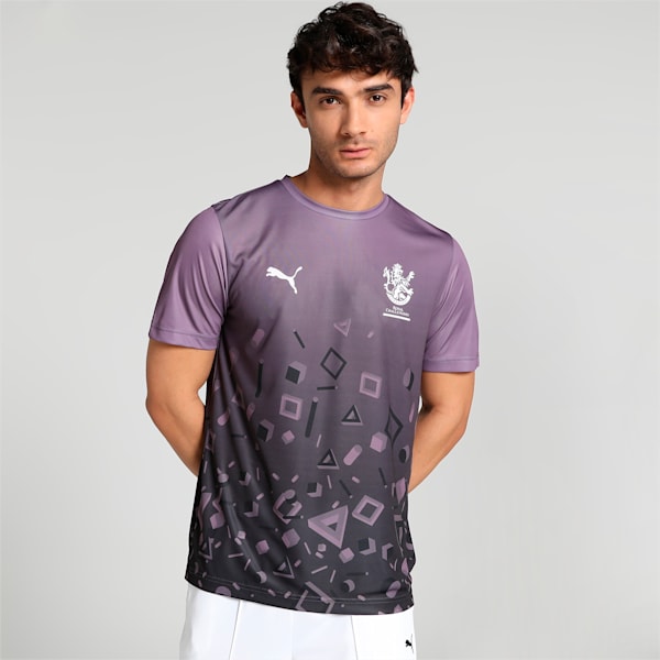 PUMA x Royal Challengers Bangalore Arcade Men's Regular Fit T-Shirt, Purple Charcoal, extralarge-IND