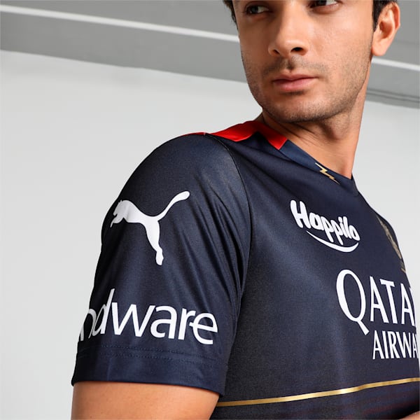 Royal Challengers Bangalore 2023 Men's Regular Fit Replica Jersey, Navy Blazer-Flame Scarlet, extralarge-IND