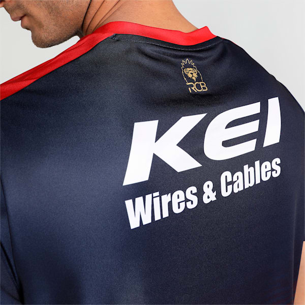 Royal Challengers Bangalore 2023 Men's Regular Fit Replica Jersey, Navy Blazer-Flame Scarlet, extralarge-IND
