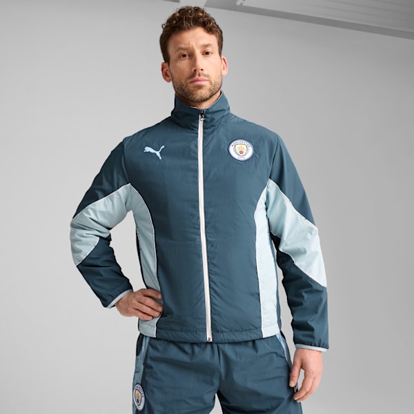 Chamarra reversible KID SUPER x MANCHESTER CITY para hombre, Gray Skies-Team Light Blue, extralarge