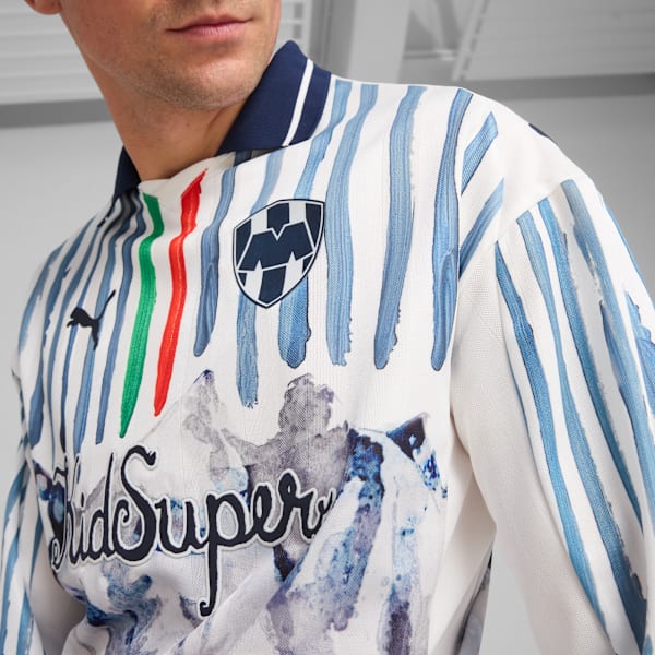 PUMA x KIDSUPER MTY Men's Jacquard Retro Shirt, PUMA White-Deep Navy, extralarge-IND