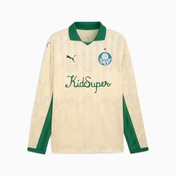 PUMA X KIDSUPER Men's Retro Football Long Sleeve Jersey, Creamy Vanilla-Vine, extralarge-IND