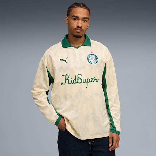 PUMA X KIDSUPER Men's Retro Football Long Sleeve Jersey, Creamy Vanilla-Vine, extralarge-IND
