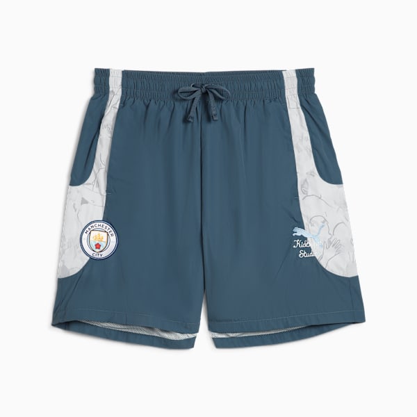 PUMA X KIDSUPER MCFC Men Travel Football Shorts, Gray Skies-Frosted Dew, extralarge-IND