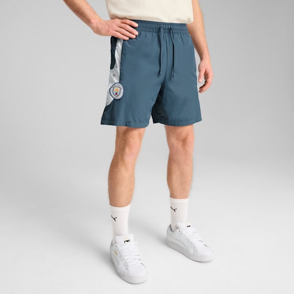 PUMA X KIDSUPER MCFC Men Travel Football Shorts, Gray Skies-Frosted Dew, extralarge-IND