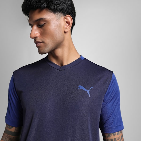 Performance Color Block Men's Regular Fit Knitted T-shirt, PUMA Navy-Clyde Royal, extralarge-IND