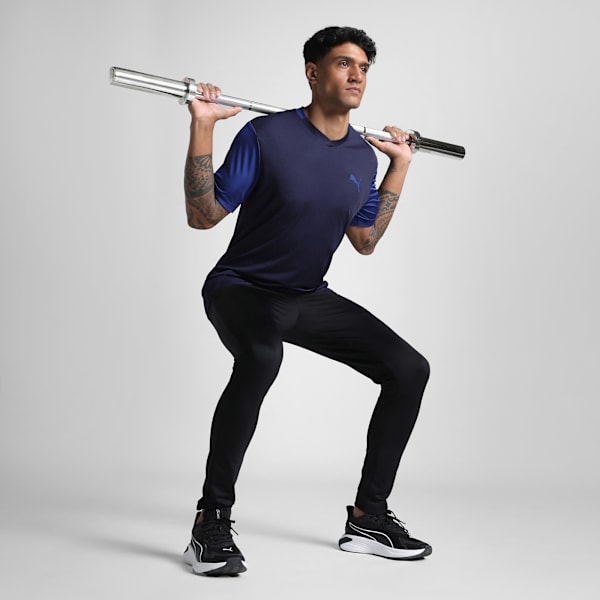 Performance Color Block Men's Regular Fit Knitted T-shirt, PUMA Navy-Clyde Royal, extralarge-IND