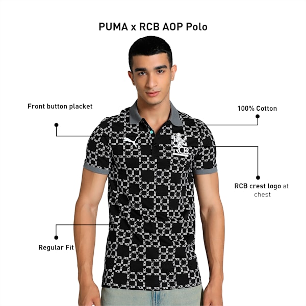 PUMA x RCB Men's Printed Polo, PUMA Black, extralarge-IND