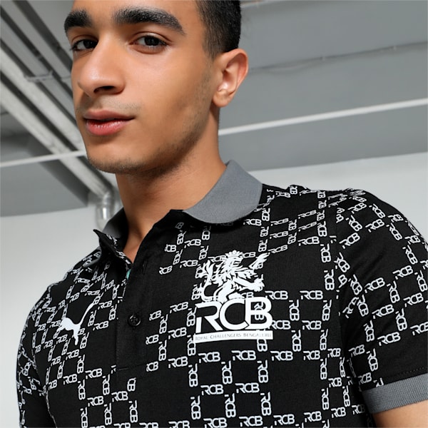 PUMA x RCB Men's Printed Polo, PUMA Black, extralarge-IND