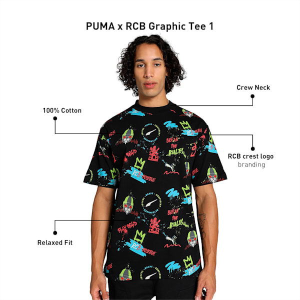 PUMA x RCB Men's Graphic Relaxed Fit Tee, PUMA Black, extralarge-IND