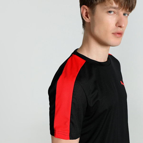 Teams Cricket Men's Slim Fit Tee, Puma Black-High Risk Red, extralarge-IND