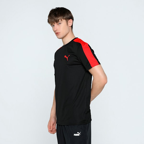 Teams Cricket Men's Slim Fit Tee, Puma Black-High Risk Red, extralarge-IND