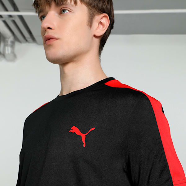 Teams Cricket Men's Slim Fit Tee, Puma Black-High Risk Red, extralarge-IND