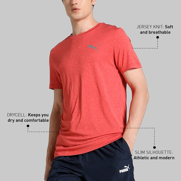 Performance Heather Men's Slim Fit Tee, High Risk Red-Heather, extralarge-IND