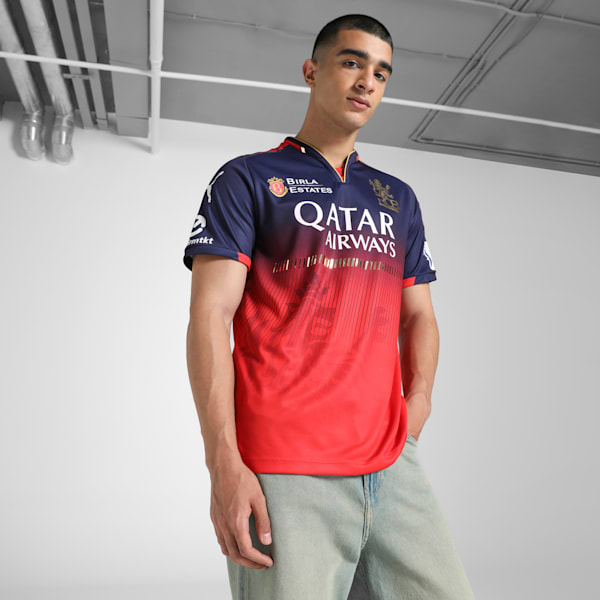 PUMA x RCB 2025 Men's Official Match Jersey, PUMA Navy-Flame Scarlet, extralarge-IND